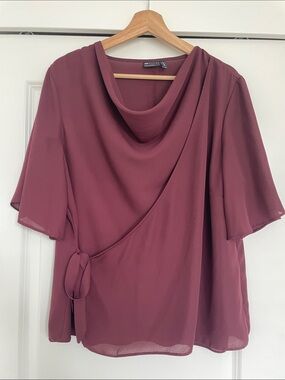 ASOS Drape Neck tie side top in wine